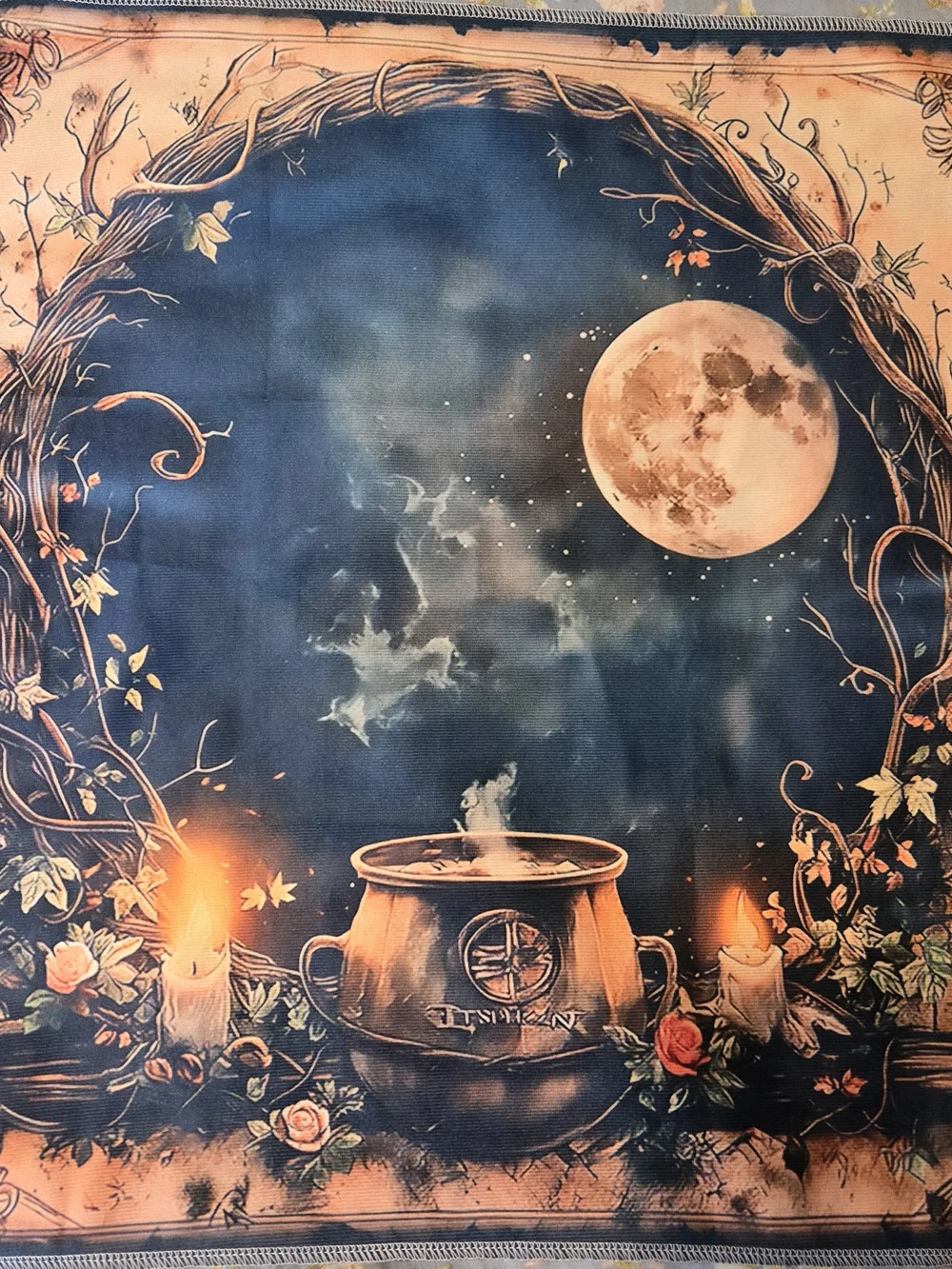 Mystic Moon Cauldron Tarot Oracle Card Reading Cloth Mini  Tapestry